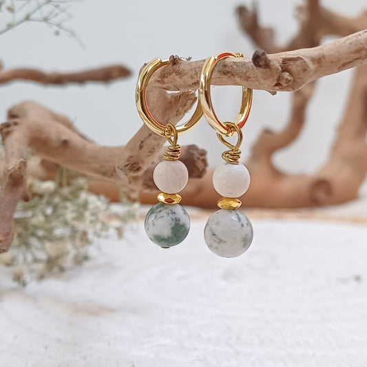 Earrings with Moss Agate