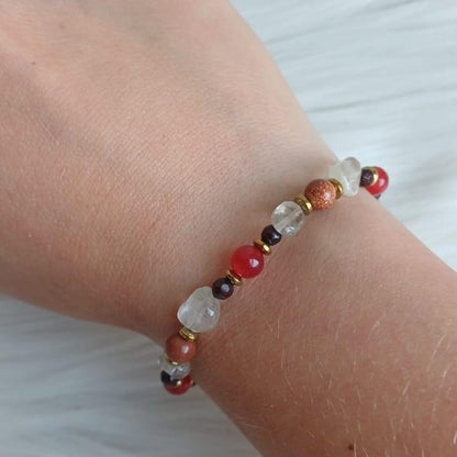 Bead bracelet with disc beads of Marble and Hematite