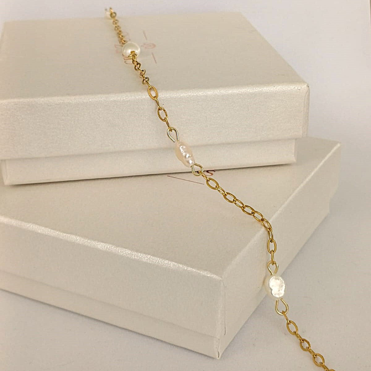CreEZions RVS ketting met geschakelde parels
