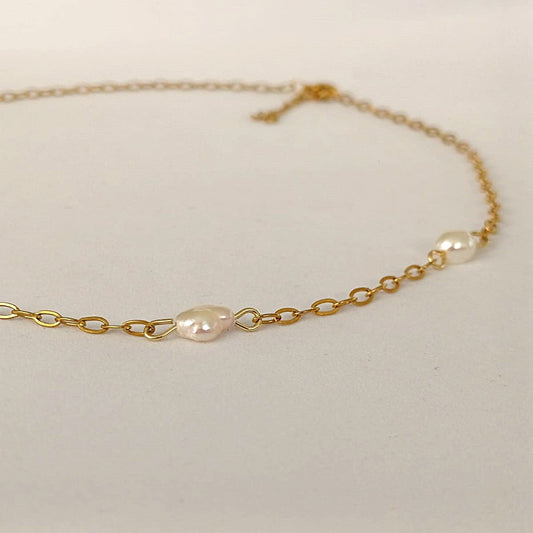 CreEZions RVS ketting met geschakelde parels