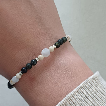 Kralenarmband met Maansteen en Mosagaat