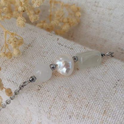 Nieuw Begin – Armband met Maansteen, Witte Kwarts & Zoetwaterparel