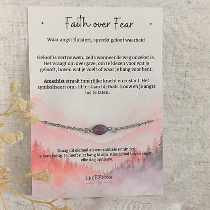 Faith over Fear - Armband met Amethist