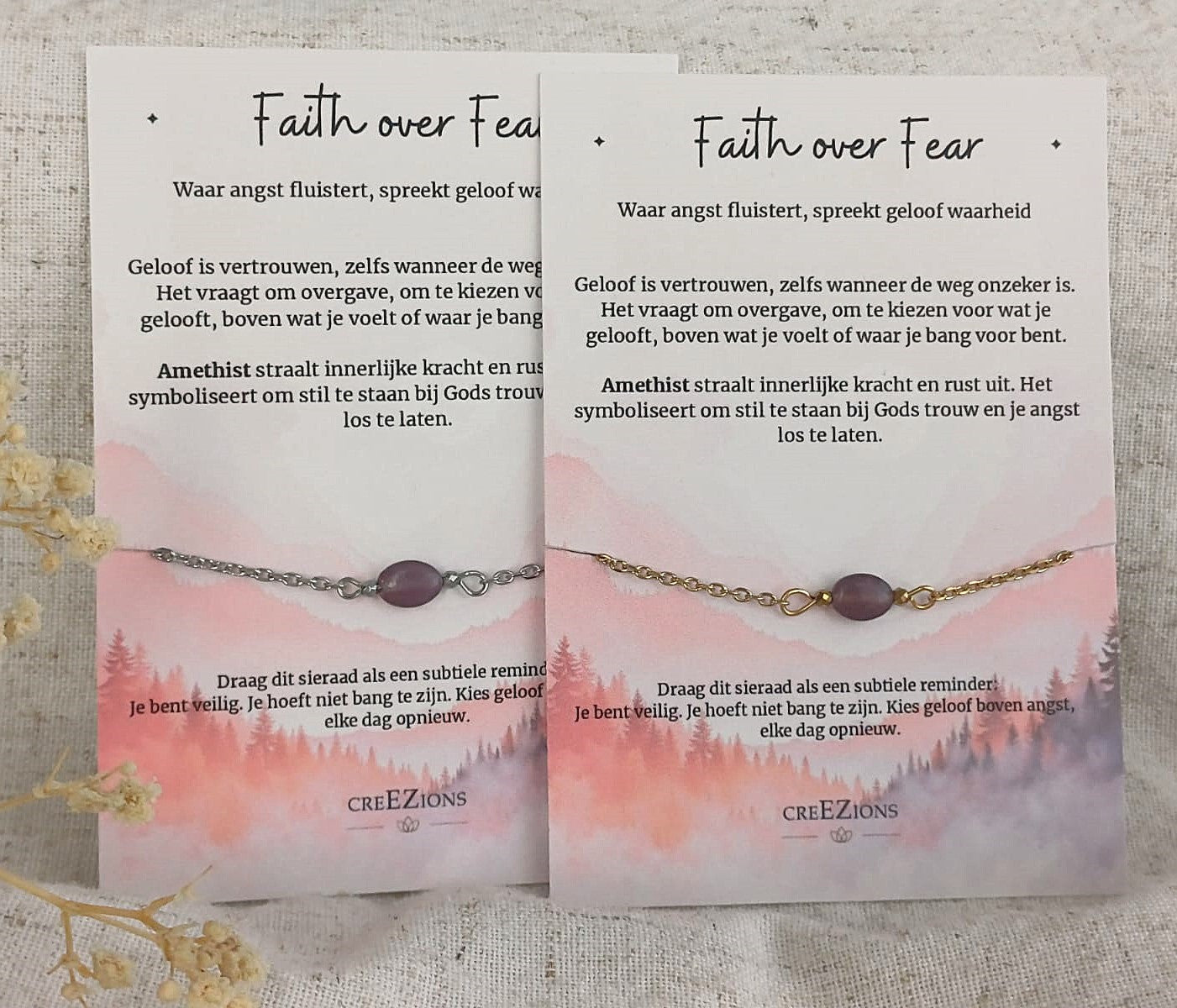 Faith over Fear - Armband met Amethist