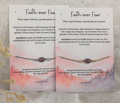 Faith over Fear - Armband met Amethist