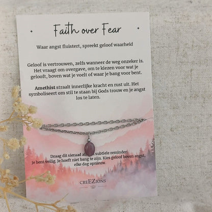 Faith over Fear - Ketting met Amethist