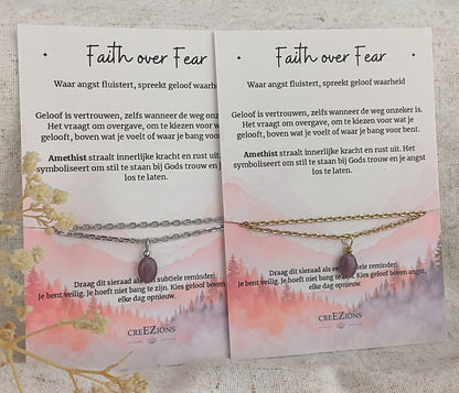 Faith over Fear - Ketting met Amethist