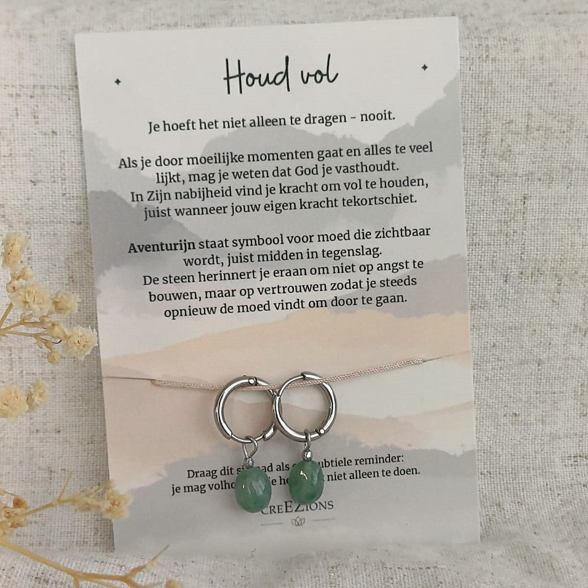 Houd vol - Oorbellen met Aventurijn