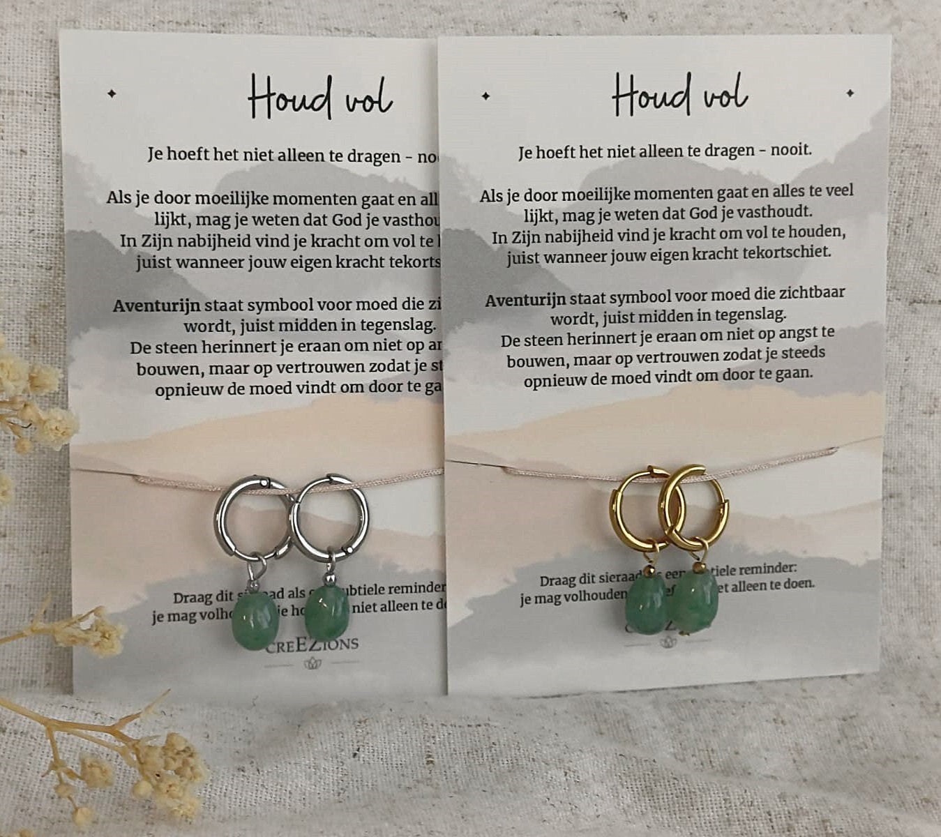 Houd vol - Oorbellen met Aventurijn