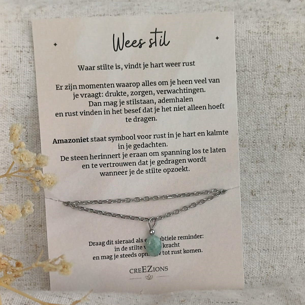 Wees stil - Ketting met Amazoniet