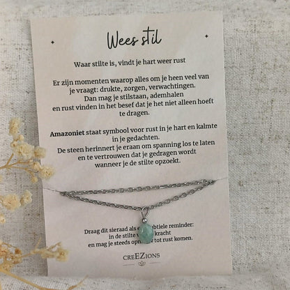 Wees stil - Ketting met Amazoniet