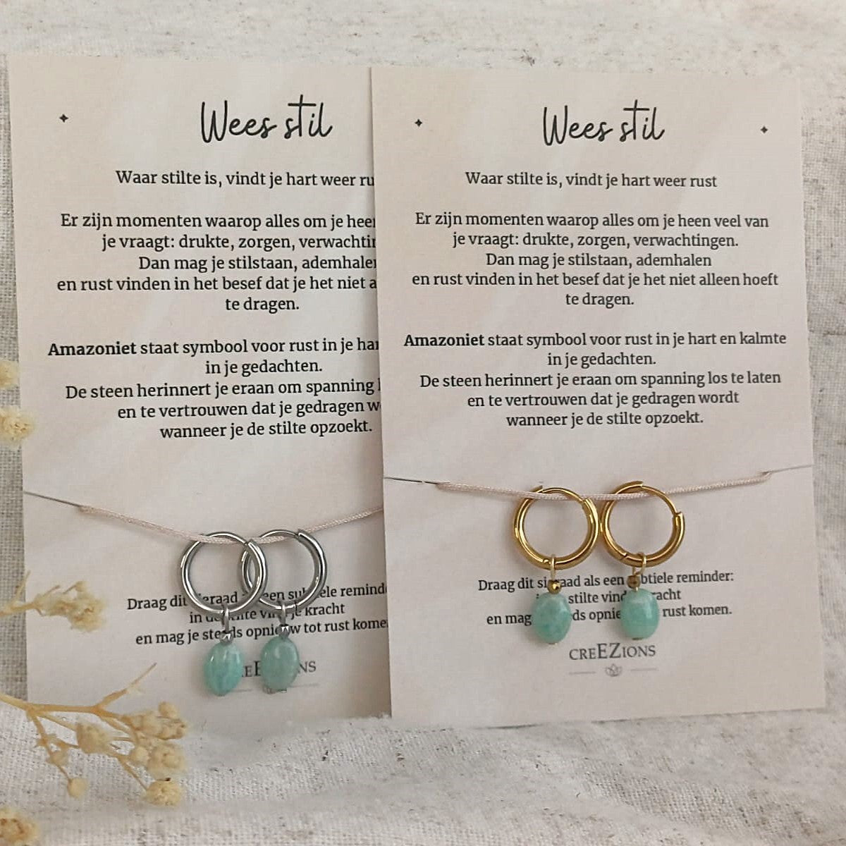 Wees stil - Oorbellen met Amazoniet