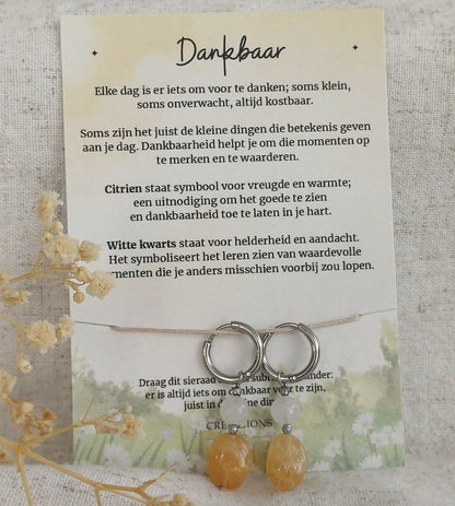 Dankbaar - Oorbellen met Citrien & Bergkristal