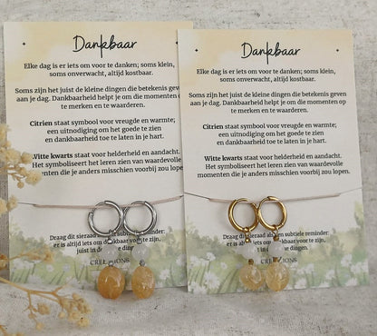 Dankbaar - Oorbellen met Citrien & Bergkristal