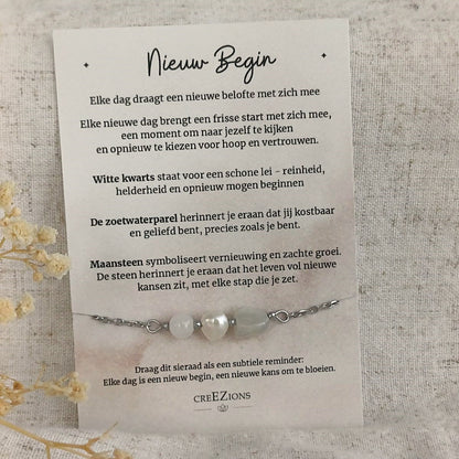 Nieuw Begin – Armband met Maansteen, Witte Kwarts & Zoetwaterparel