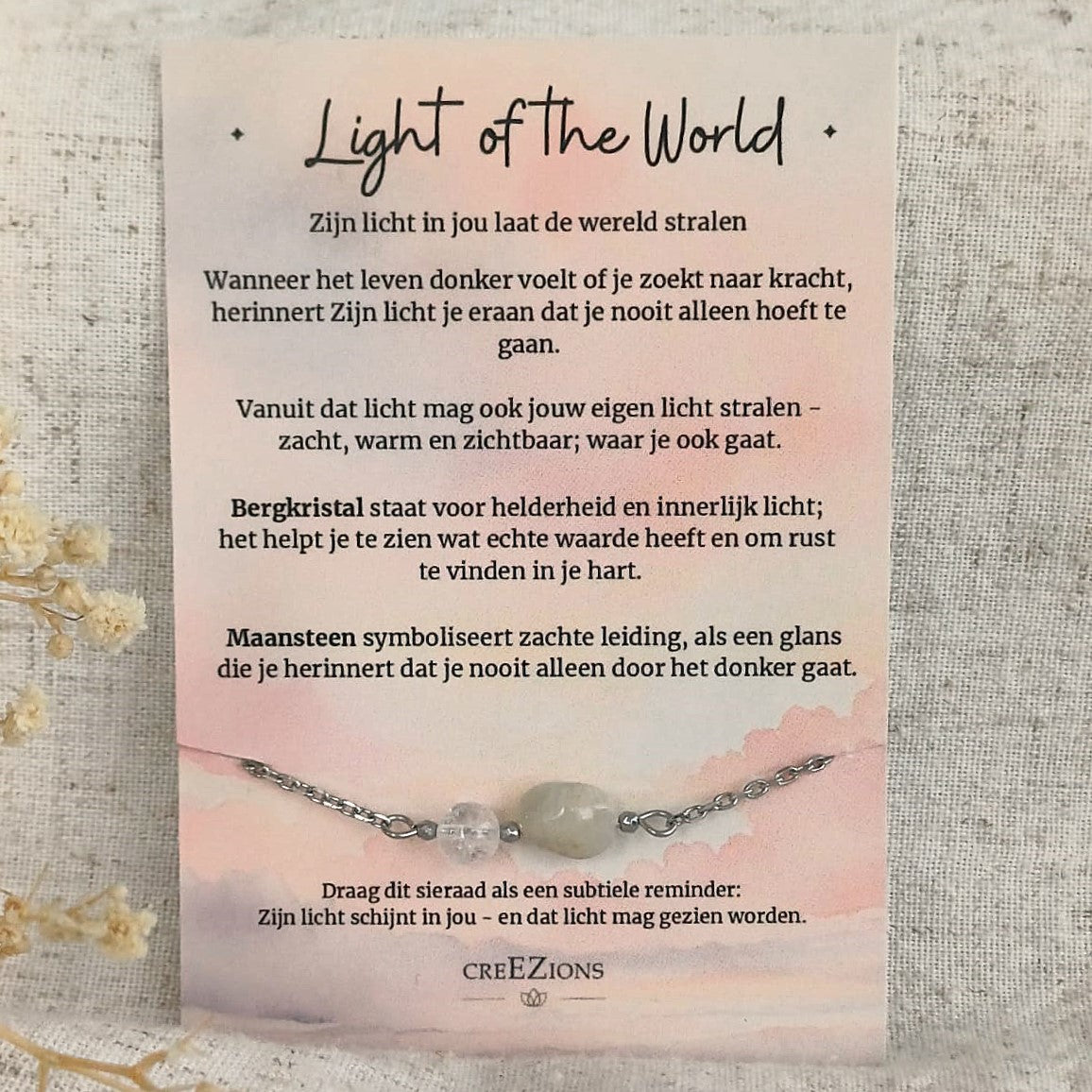 Light of the World - Armband met Maansteen & Bergkristal