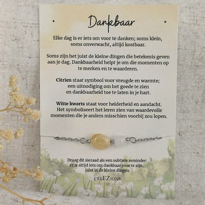 Dankbaar - Armband met Citrien & Bergkristal