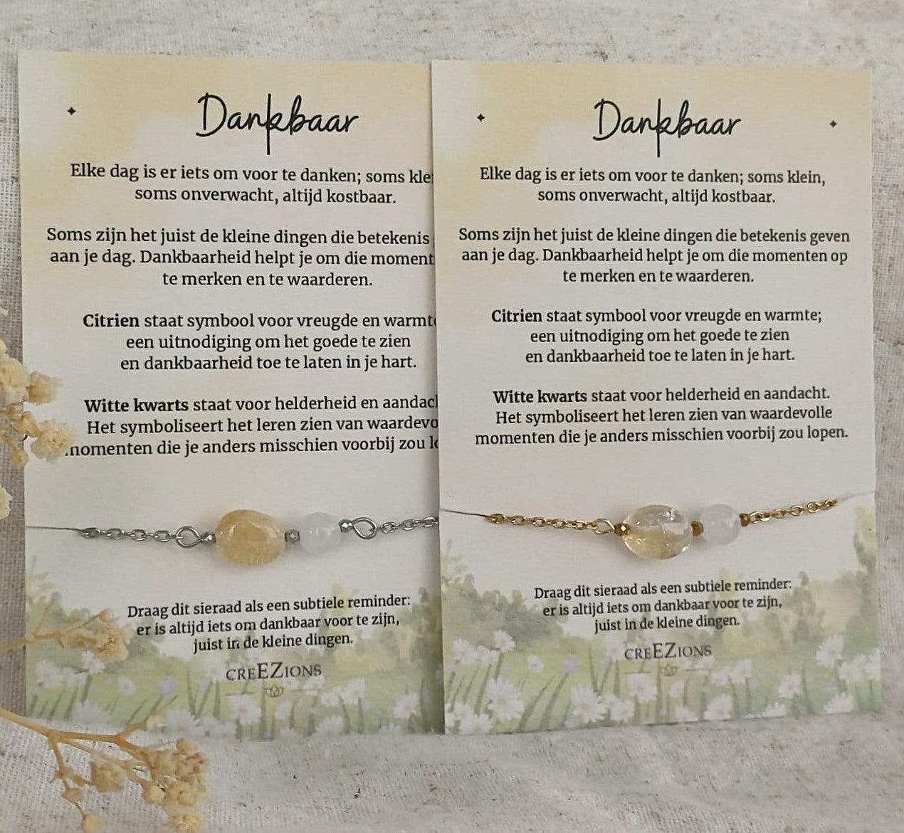 Dankbaar - Armband met Citrien & Bergkristal