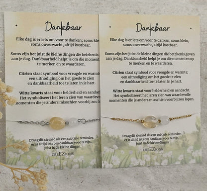 Dankbaar - Armband met Citrien & Bergkristal