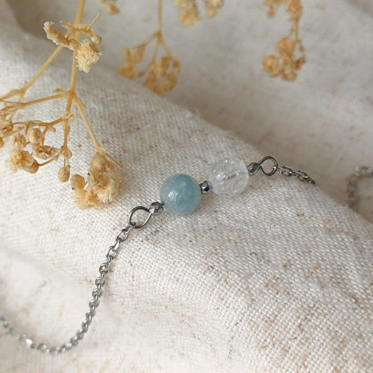 Levend Water - Armband met blauwe Kwarts & Bergkristal