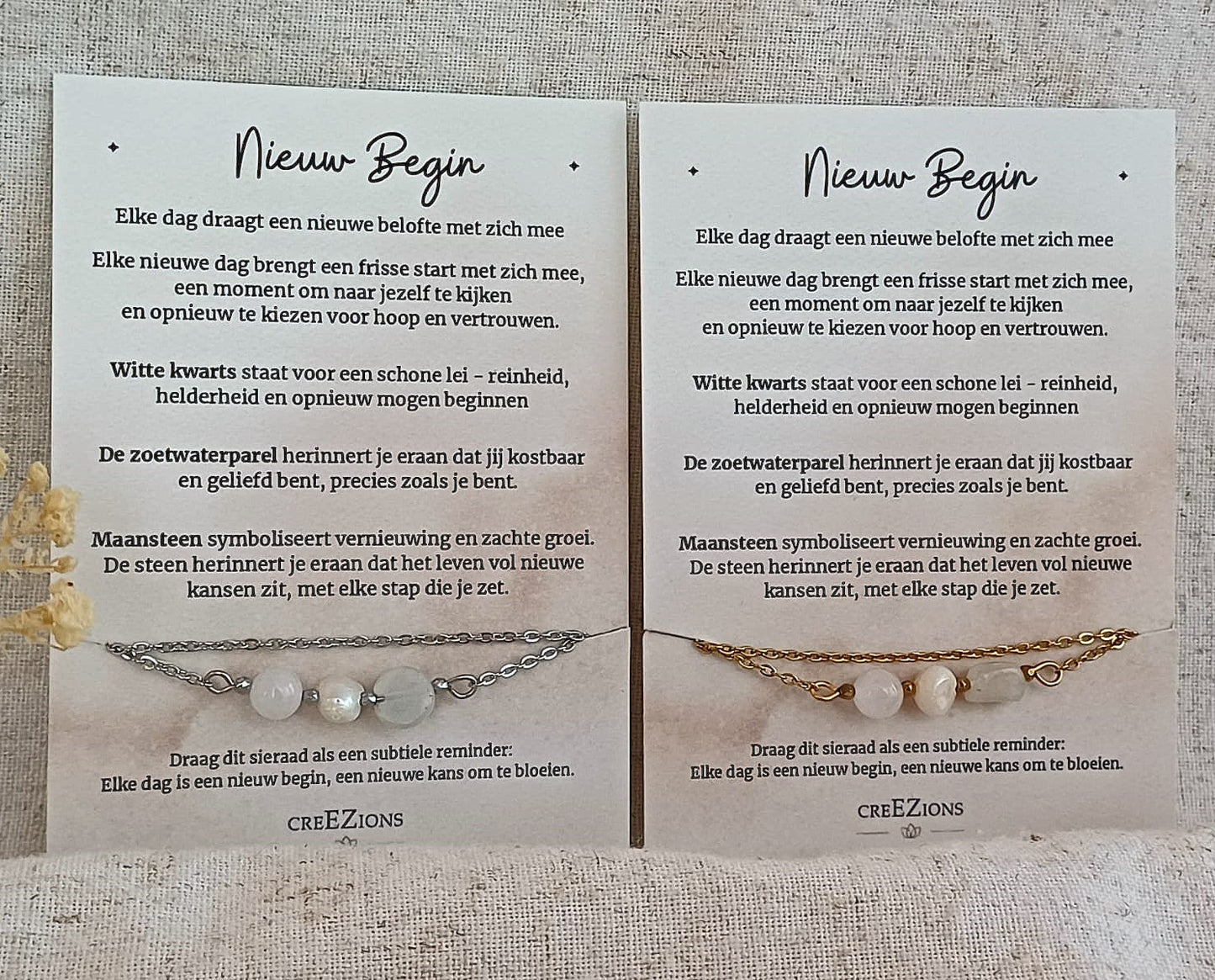 Nieuw Begin – Ketting met Maansteen, Witte Kwarts & Zoetwaterparel