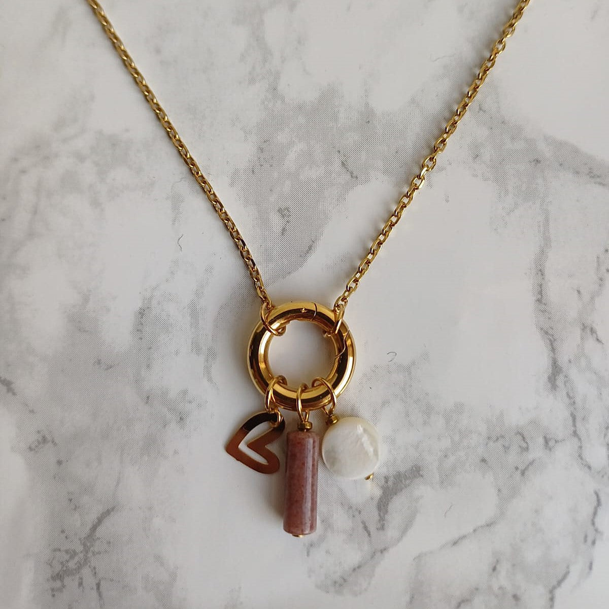 Mix & match ketting van RVS met spring gate sluiting goudkleurig