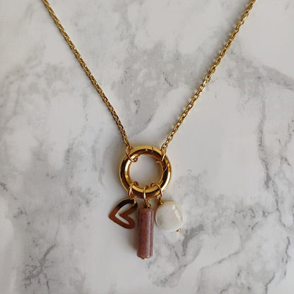 Mix & match ketting van RVS met spring gate sluiting goudkleurig