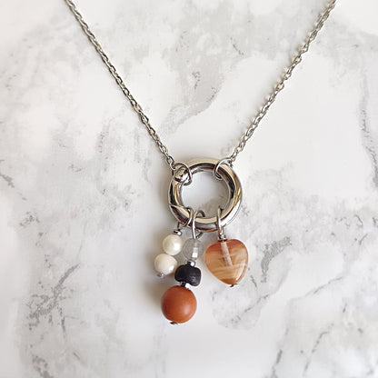 Mix & match ketting van RVS met spring gate sluiting zilverkleurig