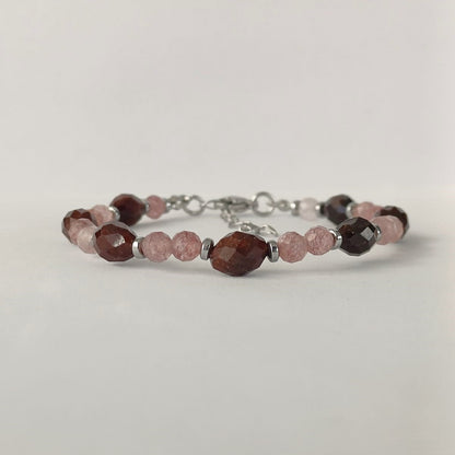 Edelsteen armband met zonnesteen en granaat
